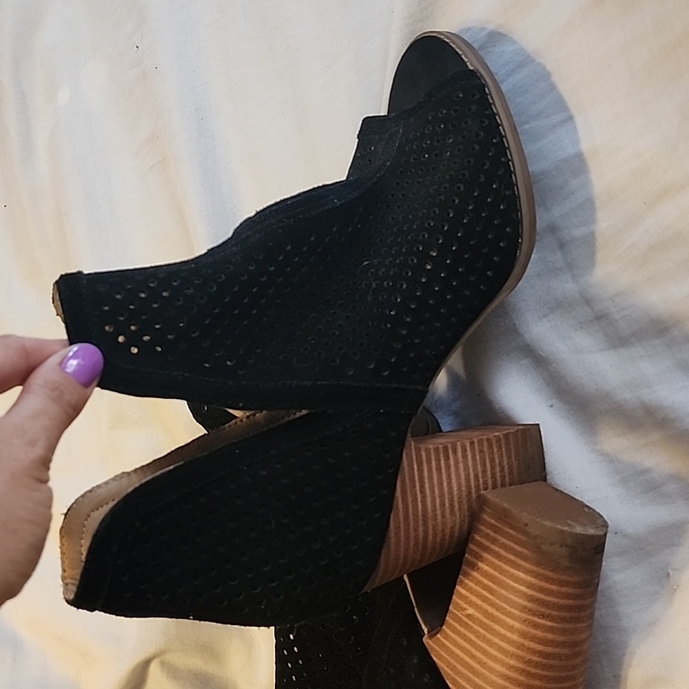 Lucky Brand Larise bootie open toe leather black women's 9.5 - Picture 2 of 5